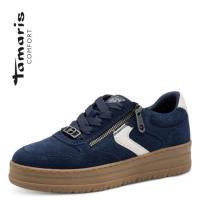 Tamaris Comfort sneaker i blå mocka.